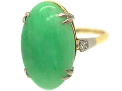Art Deco 18ct Gold & Platinum Jade Ring With Diamond Set Shoulders -Antique Jewellery Company e496451b dsc05269 scaled 1