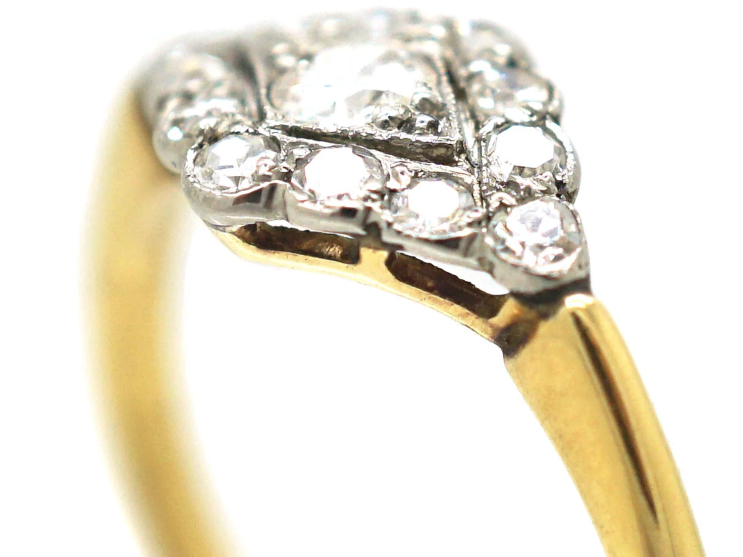 Edwardian 18ct Gold & Platinum, Diamond Set Diamond Shaped Ring 4 Edwardian 18ct Gold & Platinum, Diamond Set Diamond Shaped Ring - Image 2