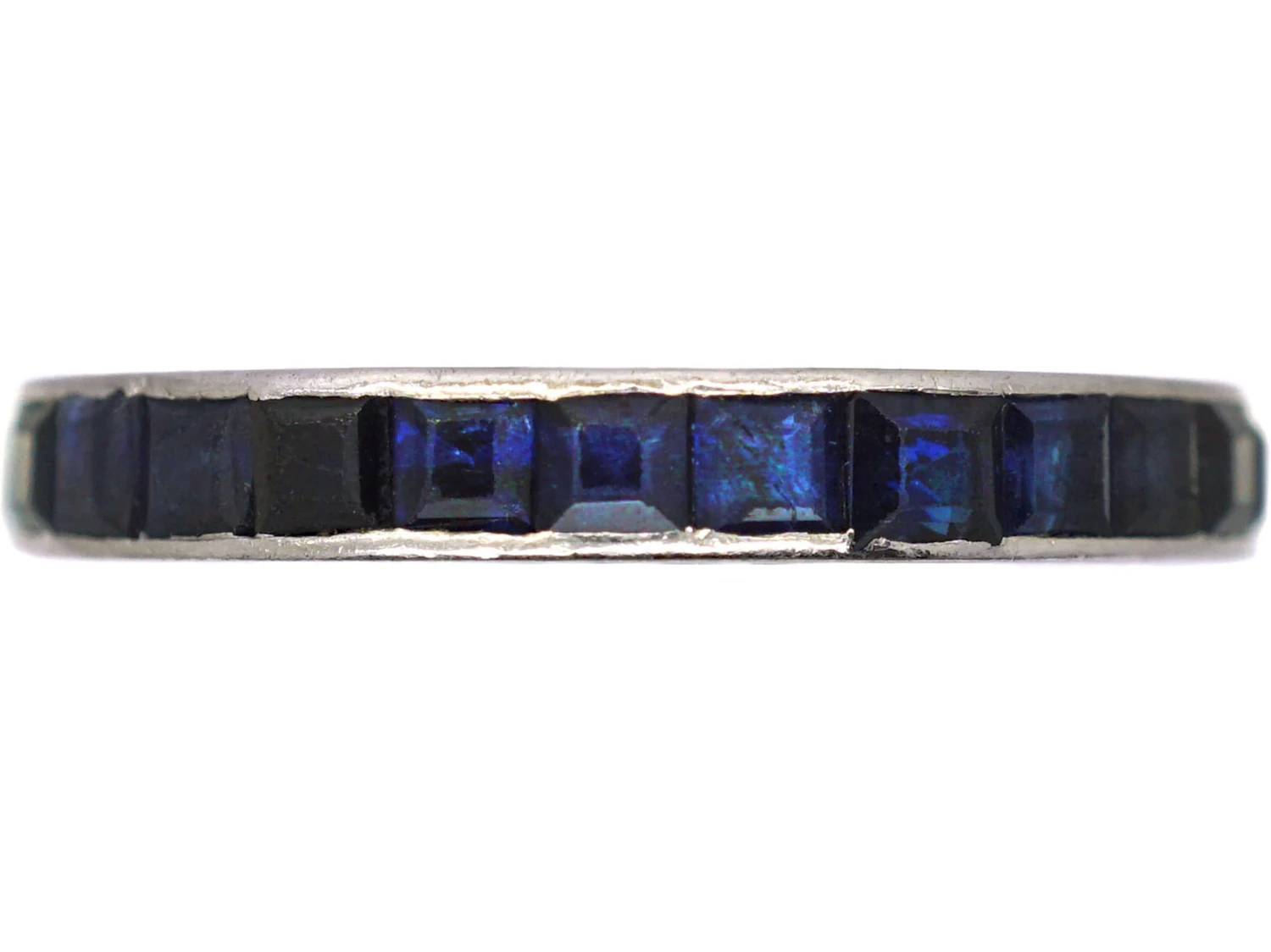 Art Deco Platinum & Square Cut Sapphire Eternity Ring 3 Art Deco Platinum & Square Cut Sapphire Eternity Ring