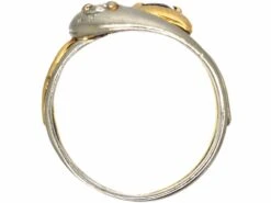 Art Deco 18ct Gold And Platinum Double Snake Ring Set With A Sapphire And Diamond -Antique Jewellery Company e74dea74 dsc09453 scaled 1
