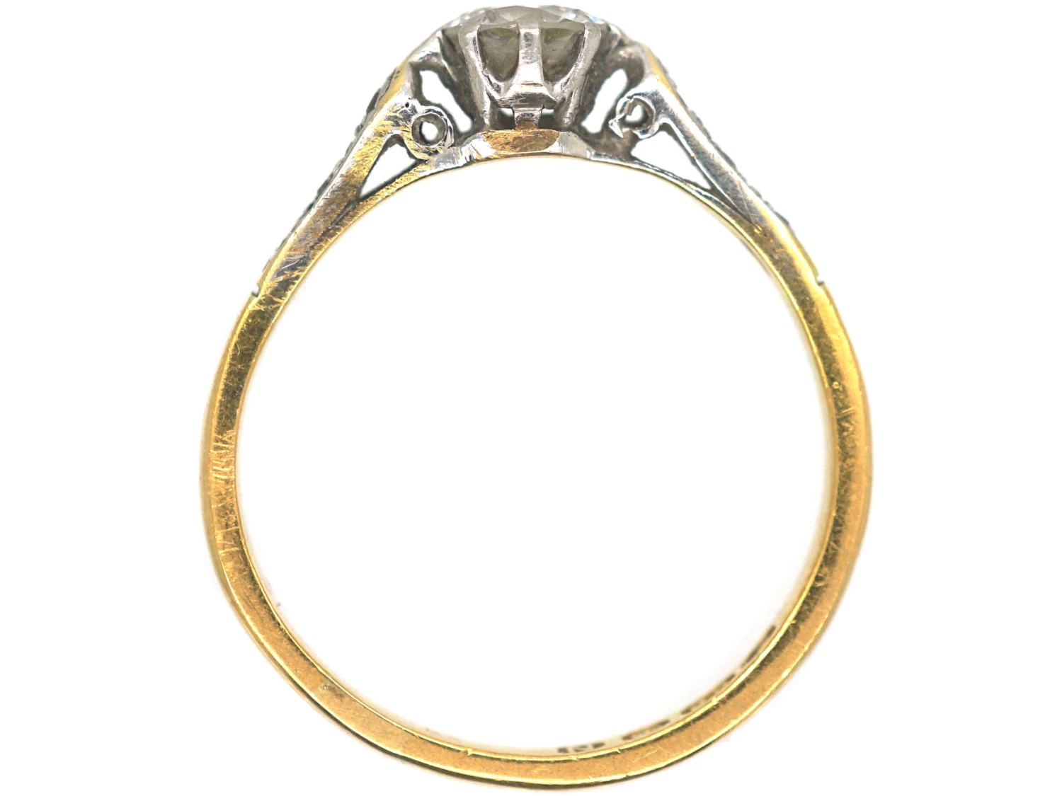 22ct Gold & Platinum Diamond Solitaire Ring With Diamond Set Shoulders 6 22ct Gold & Platinum Diamond Solitaire Ring With Diamond Set Shoulders - Image 4