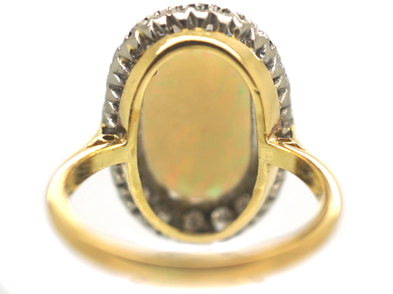 Large Opal & Diamond 18ct Gold Oval Ring 8 Large Opal & Diamond 18ct Gold Oval Ring - Image 6
