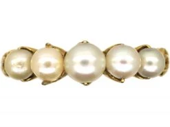 Victorian 18ct Gold, Graduated Five Natural Pearl Ring