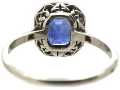 Art Deco Ceylon Sapphire & Diamond Platinum Octagonal Shaped Ring 11 Art Deco Ceylon Sapphire & Diamond Platinum Octagonal Shaped Ring -Antique Jewellery Company e92489e5 dsc09450