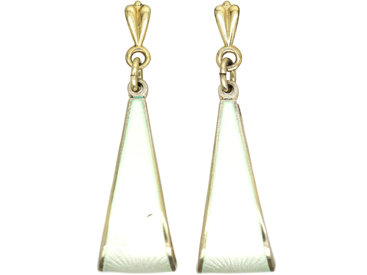 Norwegian Silver & White Enamel Hoop Drop Earrings 3 Norwegian Silver & White Enamel Hoop Drop Earrings