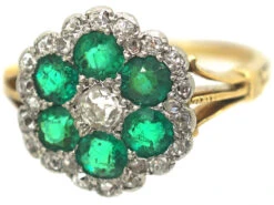 Edwardian 18ct Gold, Emerald & Diamond Flower Cluster Ring -Antique Jewellery Company ea88df1a dsc09843 scaled 1