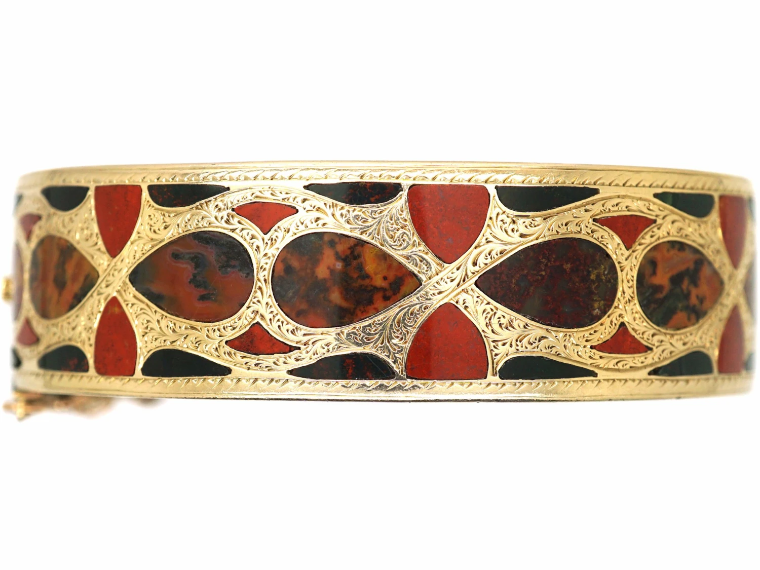 Victorian 15ct Gold Bangle Set With Scottish Agates 3 Victorian 15ct Gold Bangle Set With Scottish Agates