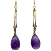 Amethyst & Natural Pearl 15ct Gold Drop Earrings 1 Amethyst & Natural Pearl 15ct Gold Drop Earrings -Antique Jewellery Company earrings