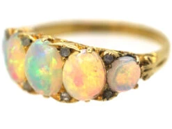 Edwardian 18ct Gold Half Carved Half Hoop Five Stone Opal Ring 15 Edwardian 18ct Gold Half Carved Half Hoop Five Stone Opal Ring -Antique Jewellery Company eb97e885 dsc00757 scaled 1