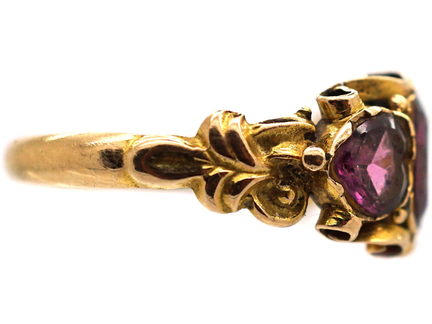 Victorian 15ct Gold Ring Set With Two Heart Shaped Almandine Garnets 8 Victorian 15ct Gold Ring Set With Two Heart Shaped Almandine Garnets - Image 6