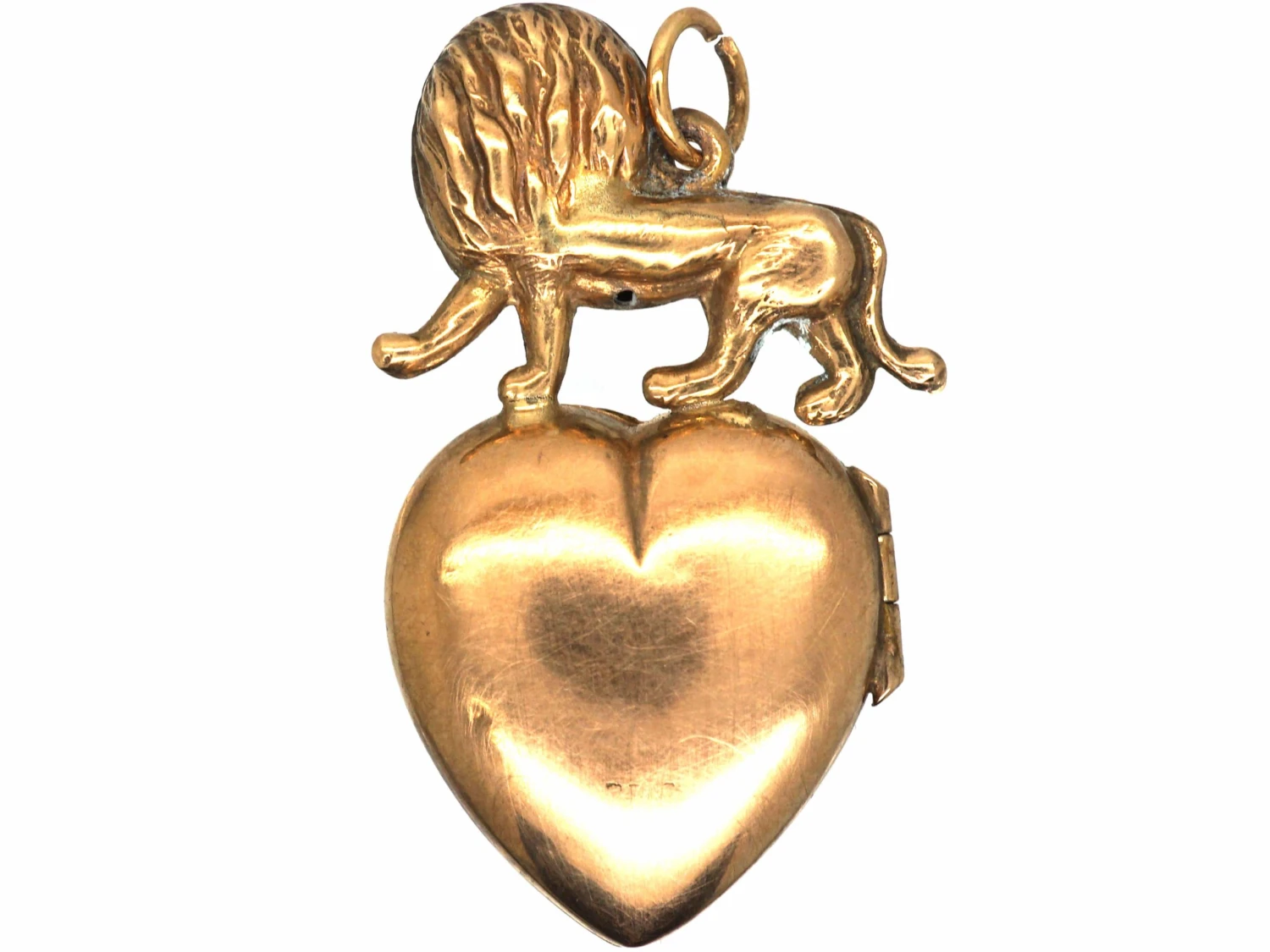 Edwardian 9ct Gold Heart Shaped Locket With Lion Above 6 Edwardian 9ct Gold Heart Shaped Locket With Lion Above - Image 4
