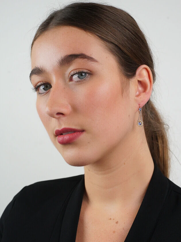 Edwardian 15ct Gold & Platinum, Sapphire & Natural Pearl Drop Earrings 4 Edwardian 15ct Gold & Platinum, Sapphire & Natural Pearl Drop Earrings - Image 2