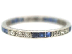 Art Deco Platinum, Sapphire & Diamond Narrow Eternity Ring 11 Art Deco Platinum, Sapphire & Diamond Narrow Eternity Ring -Antique Jewellery Company f03f7c21 dsc06824 scaled 1