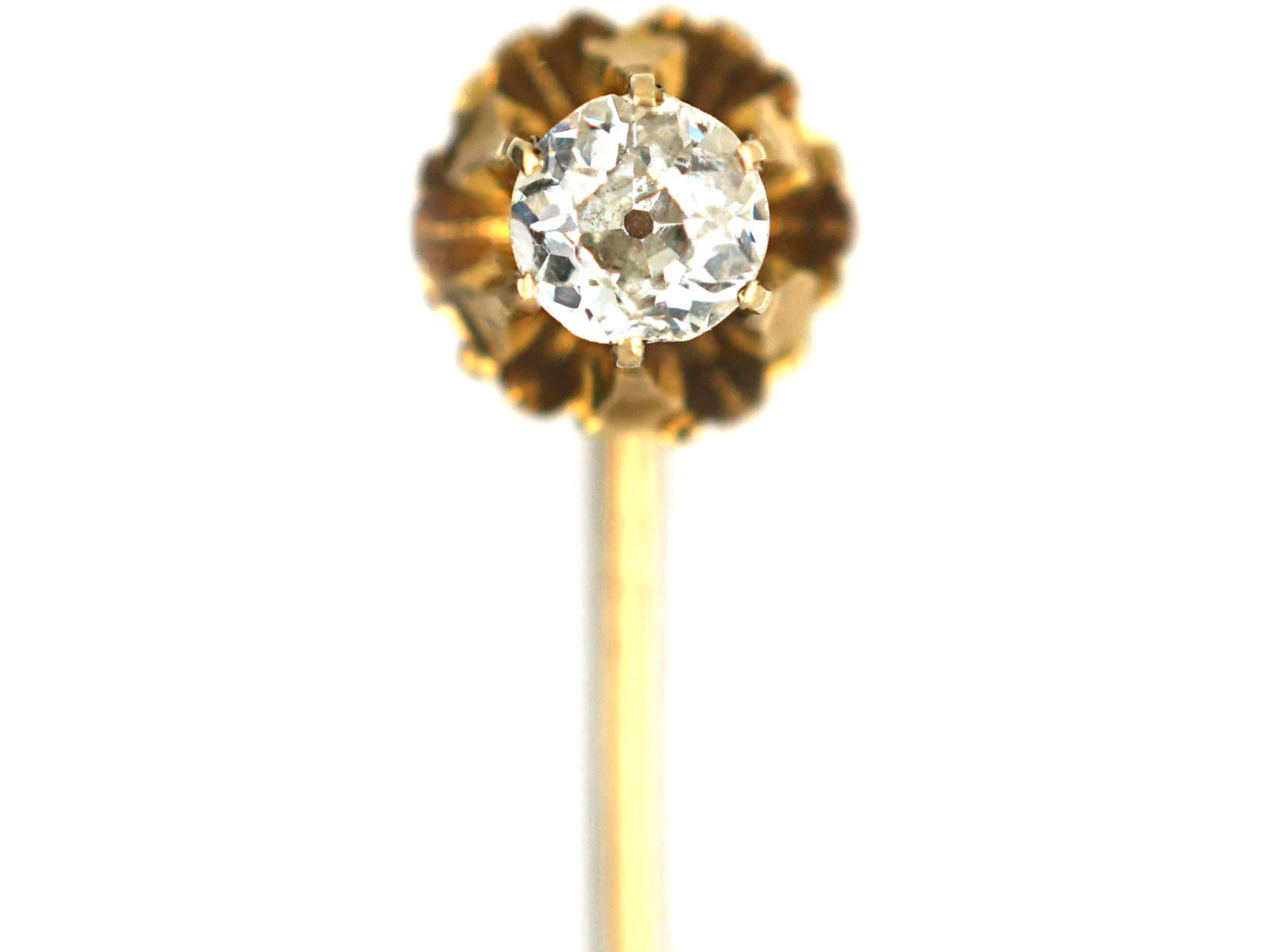 Victorian 18ct Gold Single Old Mine Cut Diamond Stick Pin 3 Victorian 18ct Gold Single Old Mine Cut Diamond Stick Pin