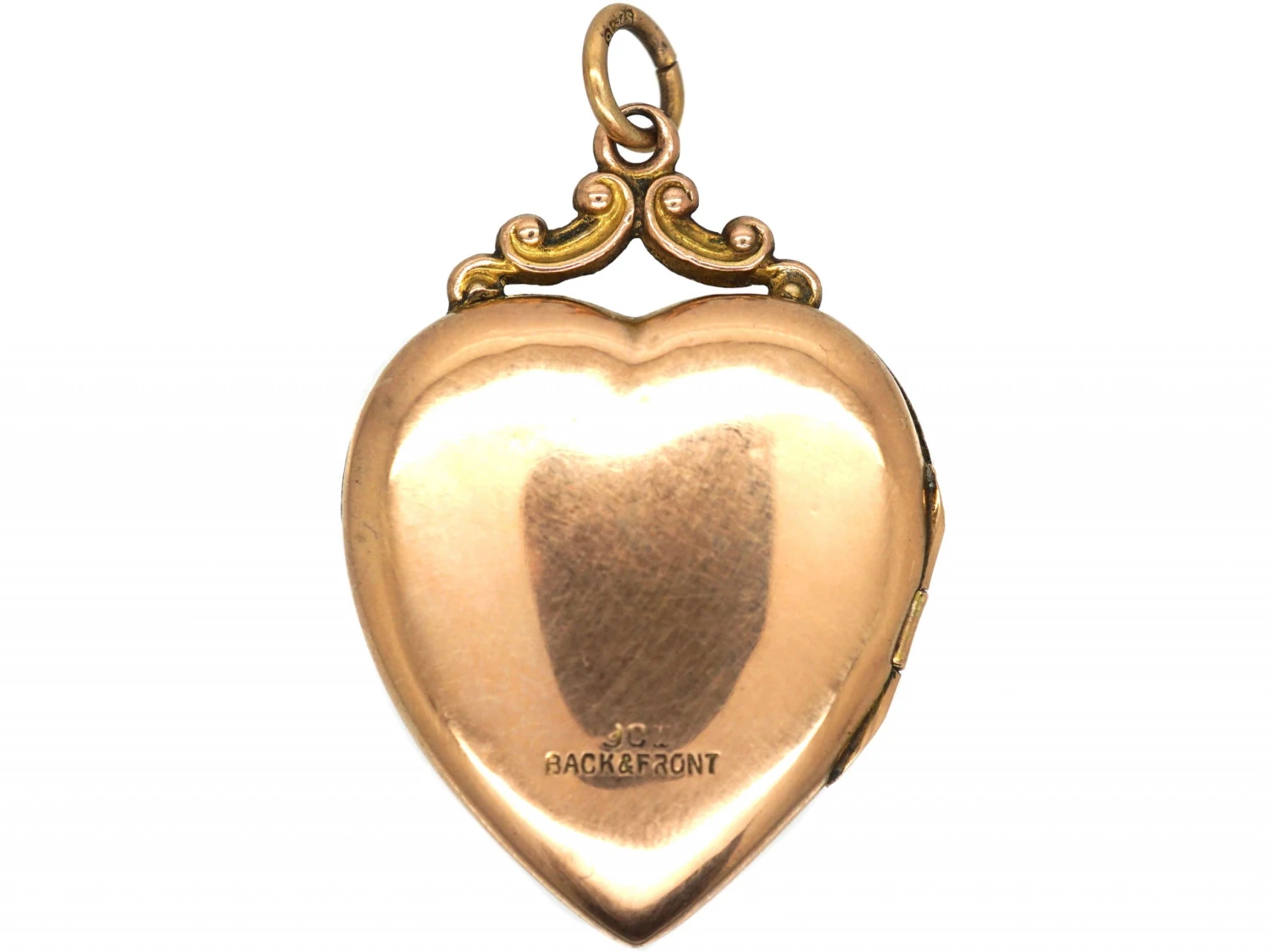 Edwardian 9ct Back & Front Heart Shaped Locket With Flower Motif Set With Paste 6 Edwardian 9ct Back & Front Heart Shaped Locket With Flower Motif Set With Paste - Image 4