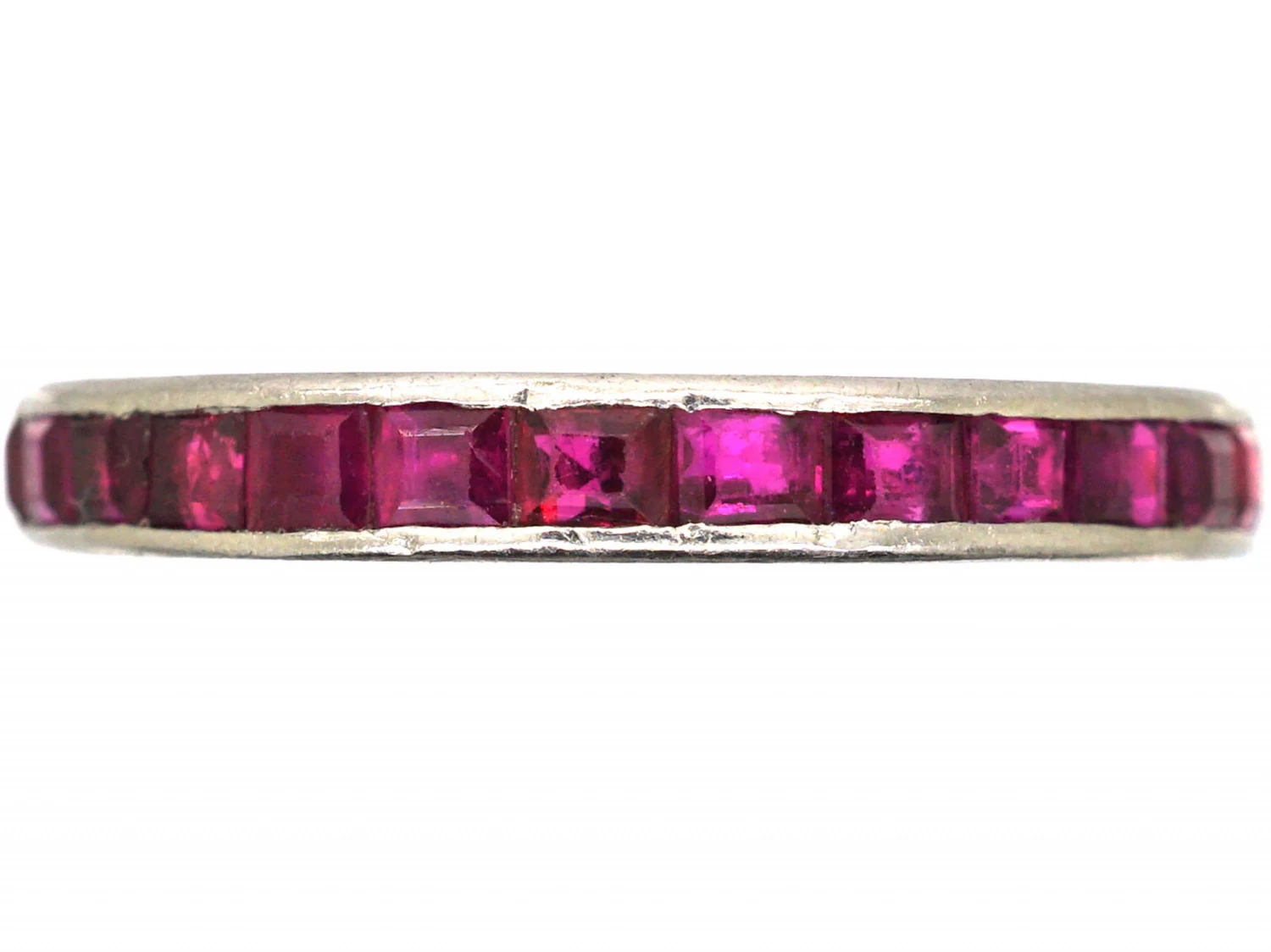 Art Deco Platinum & Ruby Eternity Ring With Engraved Sides 3 Art Deco Platinum & Ruby Eternity Ring With Engraved Sides