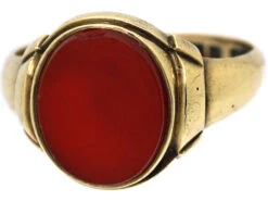 Victorian 9ct Gold & Carnelian Signet Ring -Antique Jewellery Company f256baf9 dsc09593