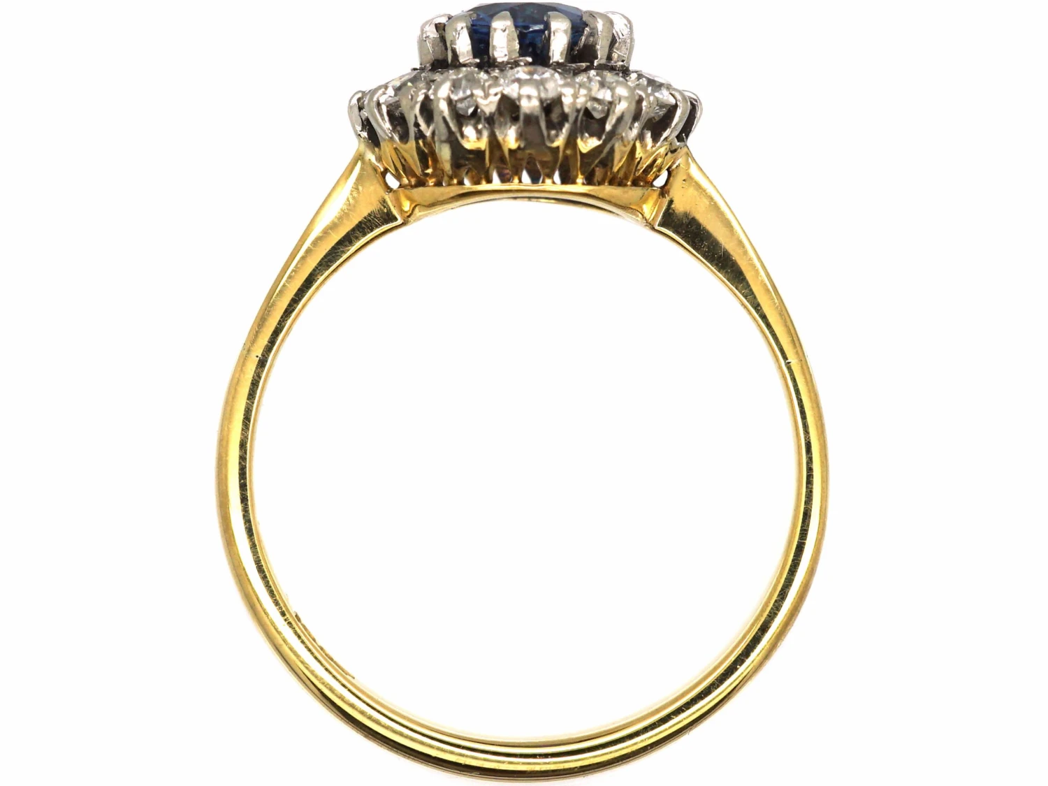 Retro 18ct Gold, Sapphire & Diamond Cluster Ring 5 Retro 18ct Gold, Sapphire & Diamond Cluster Ring - Image 3
