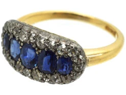 Victorian 18ct Gold Five Stone Sapphire & Diamond Ring 15 Victorian 18ct Gold Five Stone Sapphire & Diamond Ring -Antique Jewellery Company f36e16b1 dsc09188