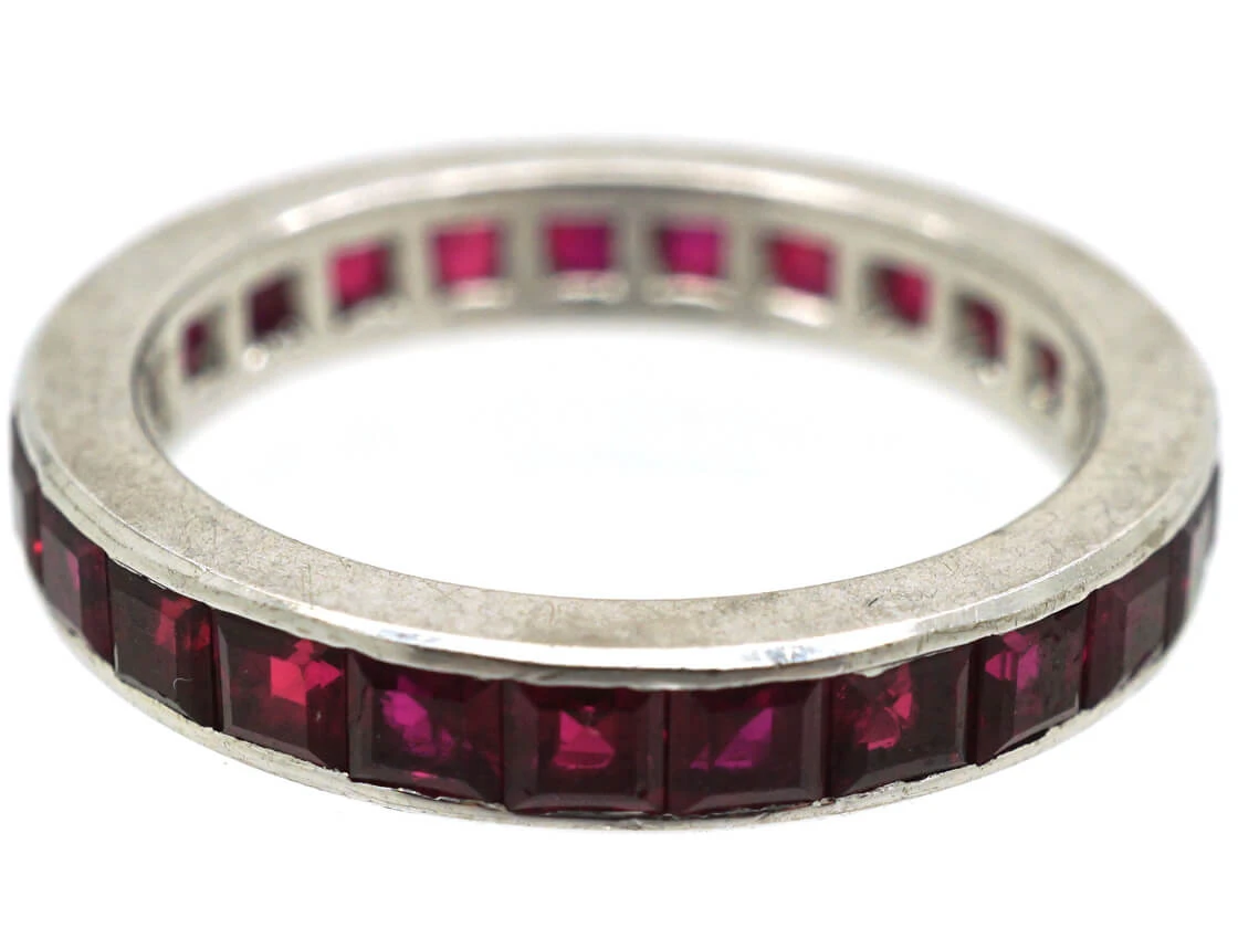 Retro 18ct White Gold & Ruby Eternity Ring 6 Retro 18ct White Gold & Ruby Eternity Ring - Image 4