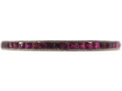 Art Deco Platinum Narrow French Cut Ruby Eternity Ring