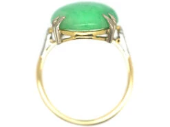 Art Deco 18ct Gold & Platinum Jade Ring With Diamond Set Shoulders -Antique Jewellery Company f41031d1 dsc05257 scaled 1