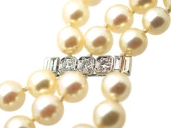 French Art Deco Cultured Pearl Three Row Necklace With Platinum & Diamond Clasp And Bars 8 French Art Deco Cultured Pearl Three Row Necklace With Platinum & Diamond Clasp And Bars -Antique Jewellery Company f5203b59 dsc06085