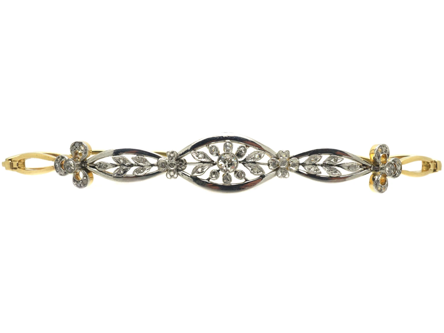 French Belle Epoque 18ct Gold, Platinum & Diamond Bracelet 3 French Belle Epoque 18ct Gold, Platinum & Diamond Bracelet