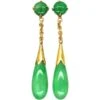 Art Deco 9ct Gold & Cabochon Jade Drop Earrings 1 Art Deco 9ct Gold & Cabochon Jade Drop Earrings -Antique Jewellery Company f6595893 dsc06427