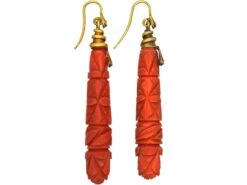 Georgian Carved Coral Drop Earrings With 15ct Gold Snake Wires 5 Georgian Carved Coral Drop Earrings With 15ct Gold Snake Wires -Antique Jewellery Company fab37bfc dsc06956 scaled 1