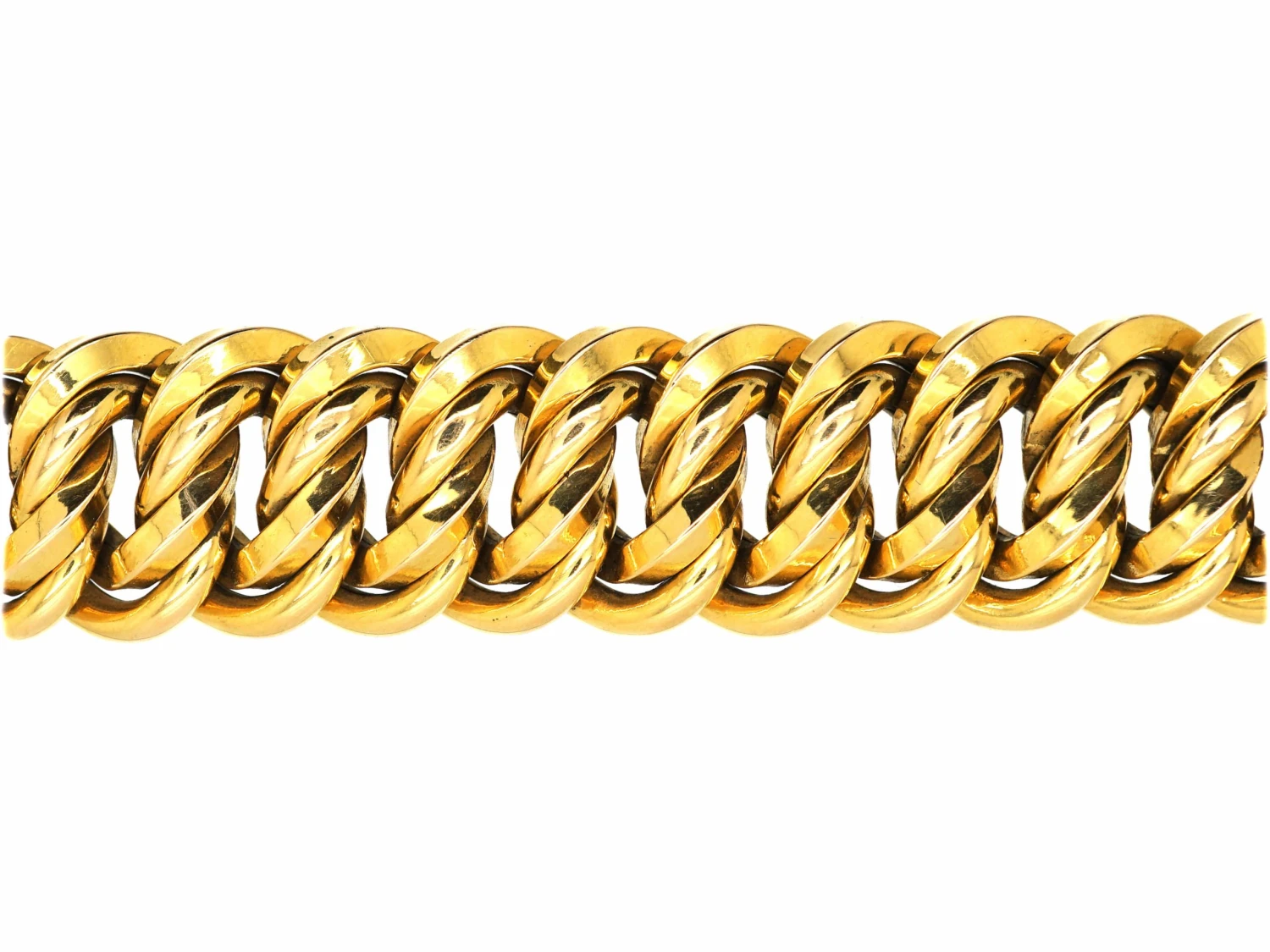 French 18ct Gold, Wide Double Curb Link Bracelet 3 French 18ct Gold, Wide Double Curb Link Bracelet