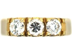 French 18ct Gold & Diamond Three Stone Ring
