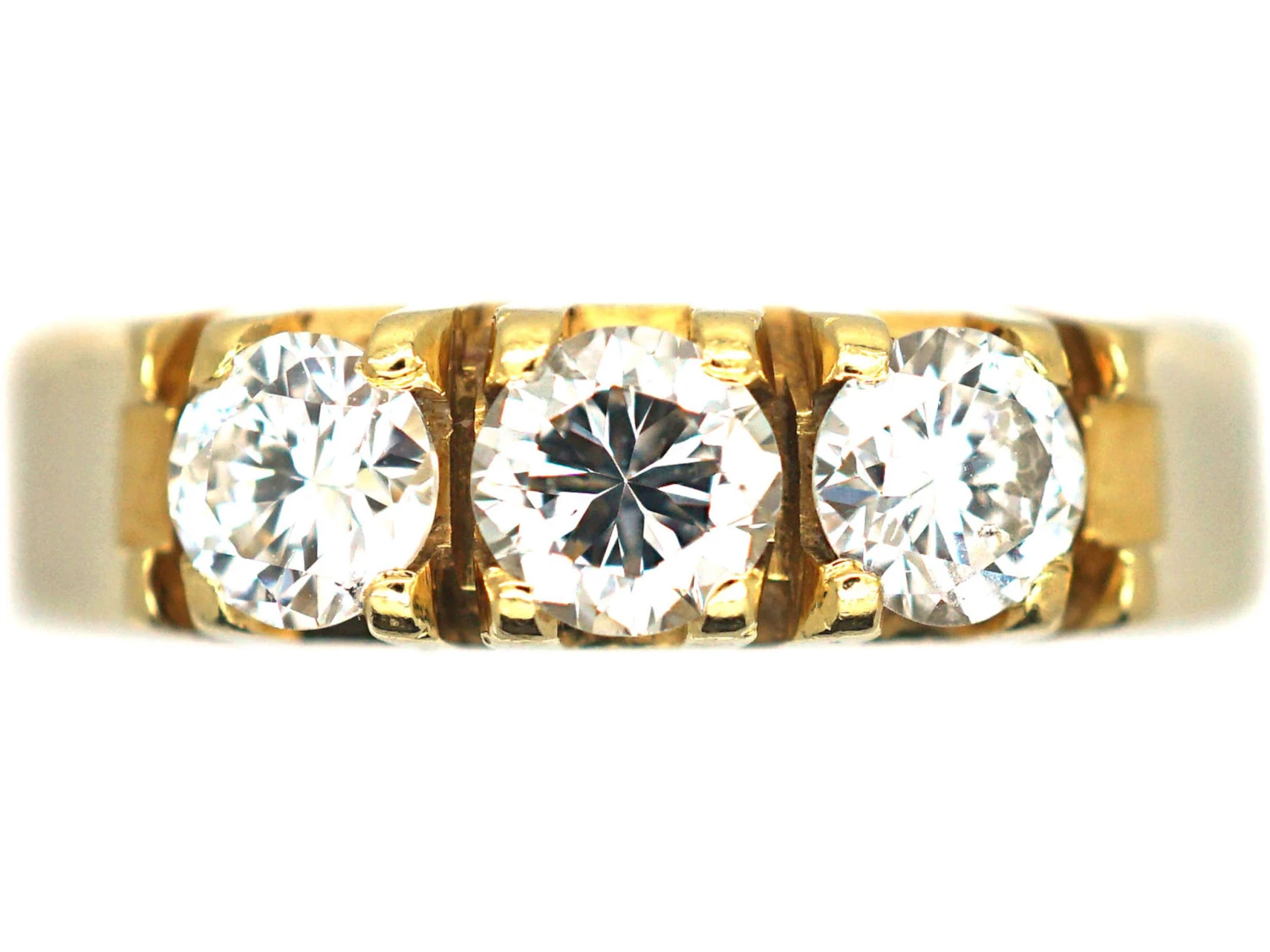 French 18ct Gold & Diamond Three Stone Ring 3 French 18ct Gold & Diamond Three Stone Ring