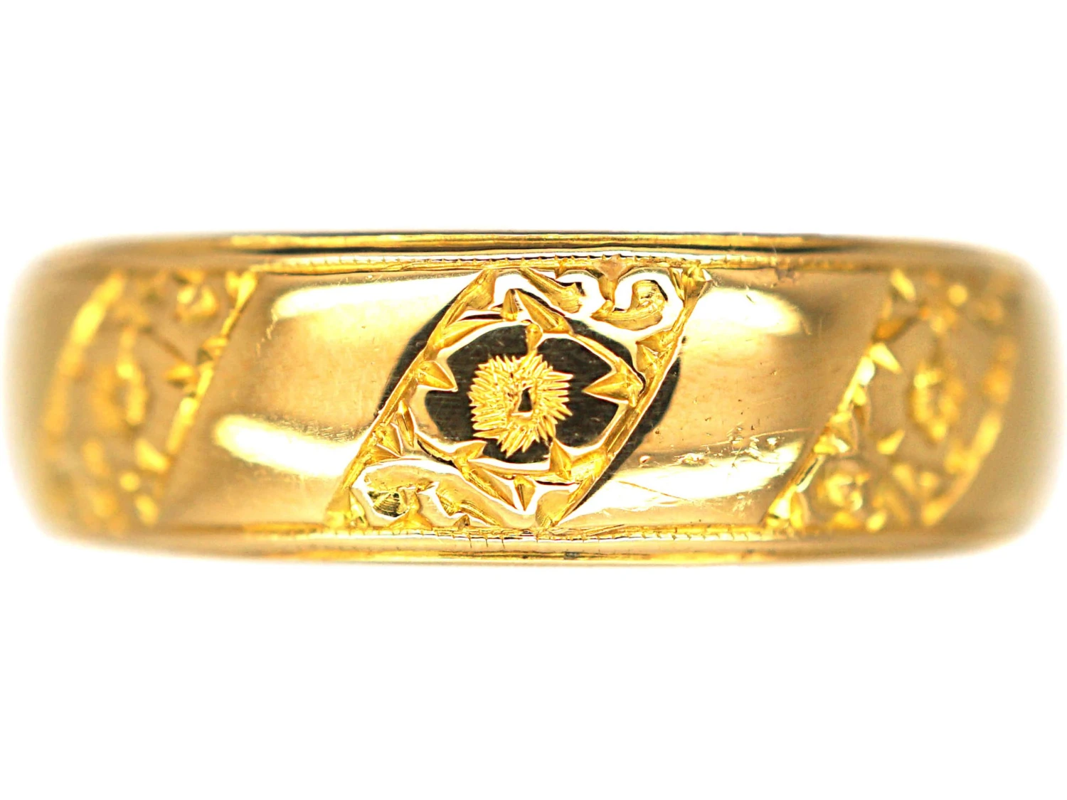 22ct Gold Ring With Decorated Slanting Bands 3 22ct Gold Ring With Decorated Slanting Bands