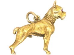 9ct Gold Bulldog Pendant With Ruby Eyes