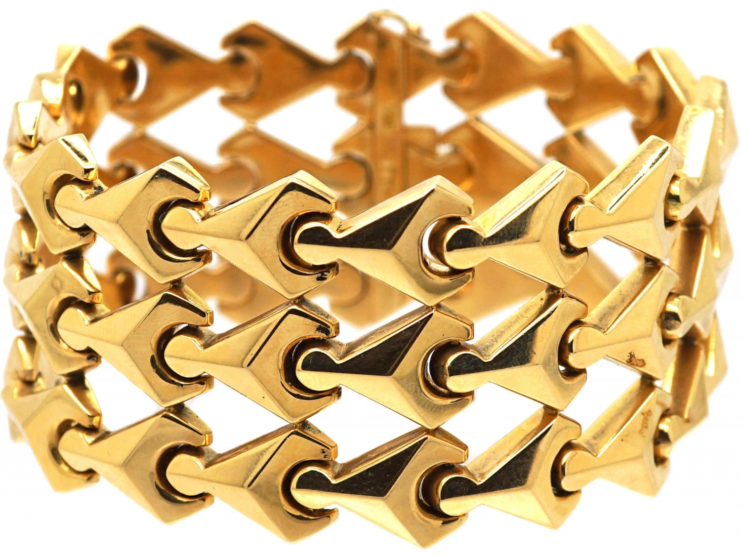 1970s 18ct Gold Wide Articulated Bracelet 7 1970s 18ct Gold Wide Articulated Bracelet - Image 5