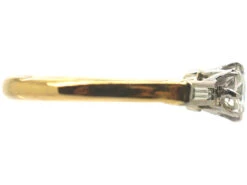 18ct Gold & Platinum, Diamond Solitaire Ring With A Baguette Diamond On Either Side -Antique Jewellery Company fe4be4f3 dsc04333 scaled 1