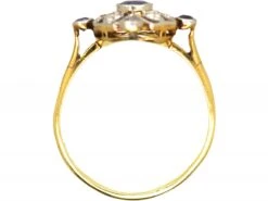 Edwardian 18ct Gold & Platinum, Sapphire & Diamond Ring With Diamond Shaped Design -Antique Jewellery Company fec99f04 dsc07655 scaled 1