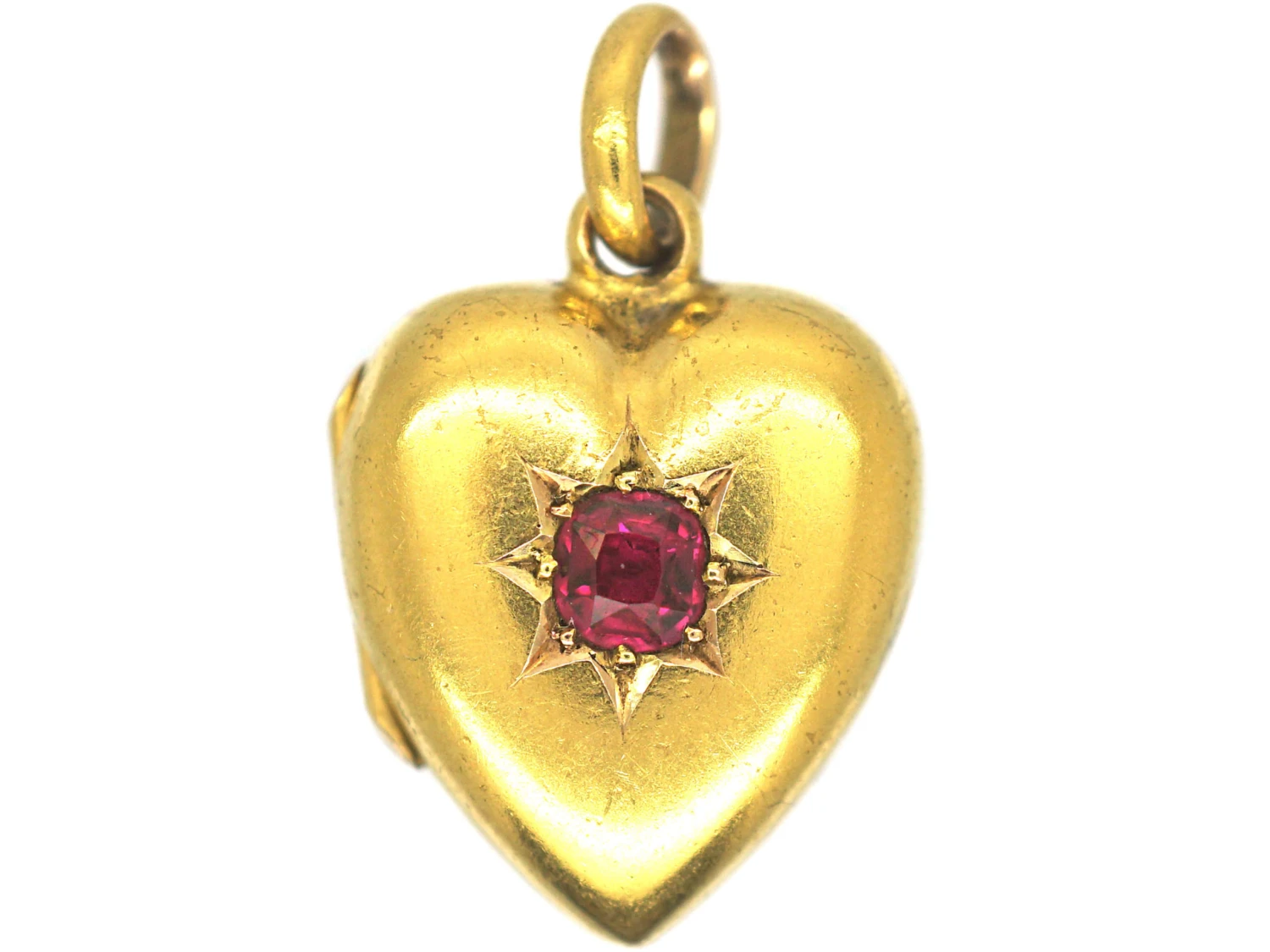 Edwardian 15ct Gold & Ruby Heart Shaped Locket 3 Edwardian 15ct Gold & Ruby Heart Shaped Locket