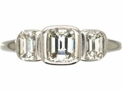 18ct White Gold, Three Stone Baguette Diamond Ring