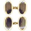 Art Deco 15ct Gold Oval Cufflinks With Blue & White Enamel Stripe Motif 2 Art Deco 15ct Gold Oval Cufflinks With Blue & White Enamel Stripe Motif -Antique Jewellery Company fff52210 dsc03622 scaled 1